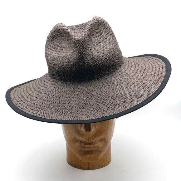 Madewell Wide-Brimmed Straw Fedora Sunhat in Faded Black | Gray Women’s Size S/M - Picture 16 of 16